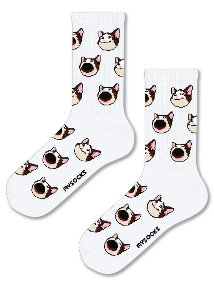 Носки с принтом Кот Мем Мемы Pop Cat Meme, фото 1